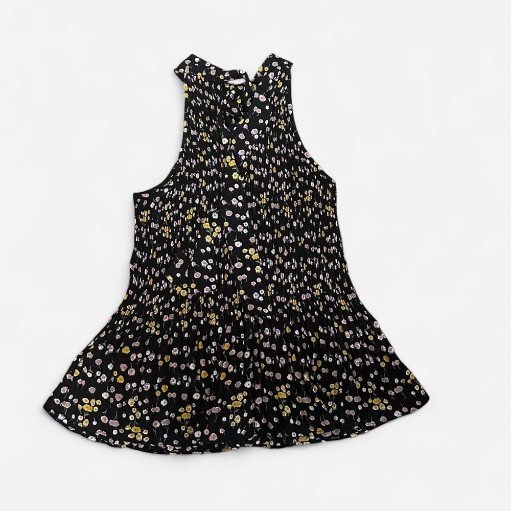 Floral Sleeveless Black Top